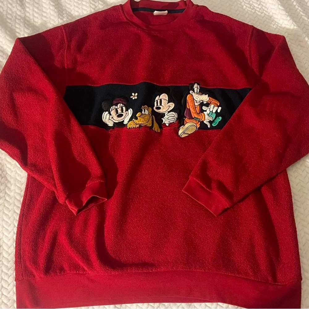 Disney Men's Red Crewneck Sweater with Characters